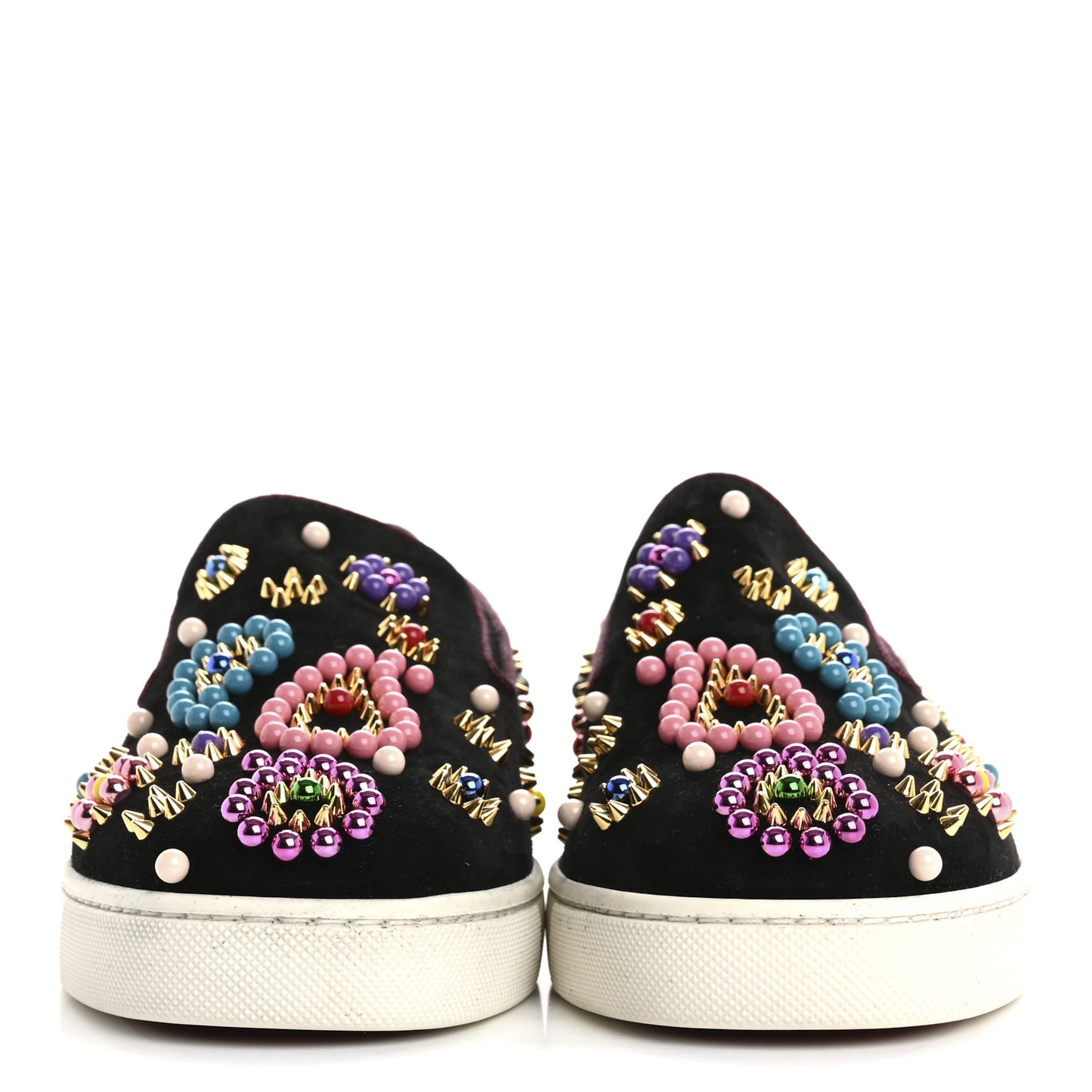 Veau Velours Beaded Candy Boat Flats 39 Black