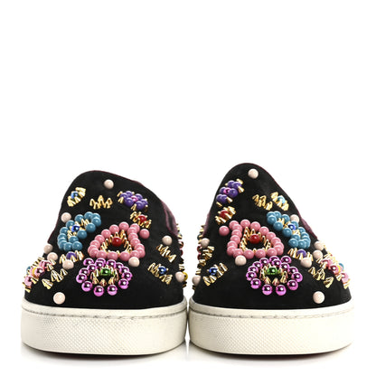 Christian Louboutin Veau Velours Beaded Candy Boat Flats 39 Black 3 of 10