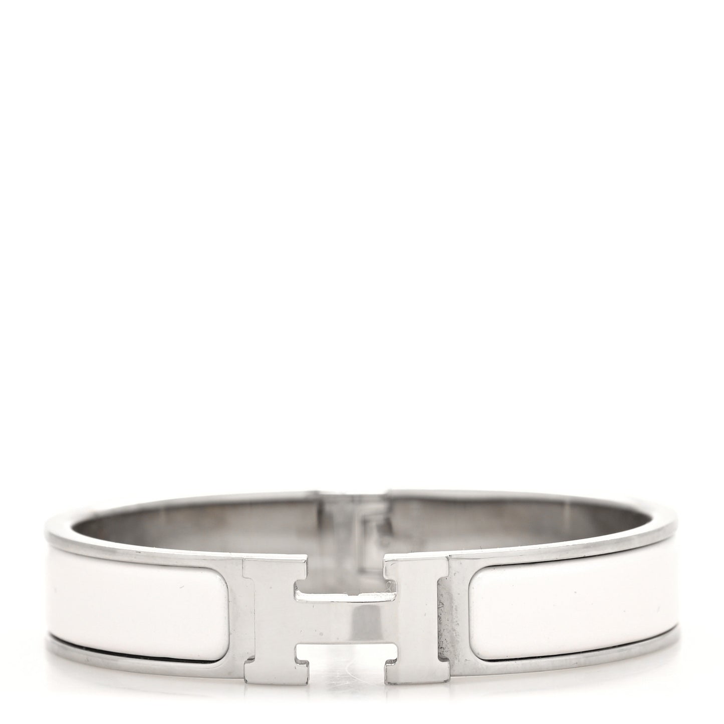 Enamel Narrow Clic Clac H Bracelet PM White