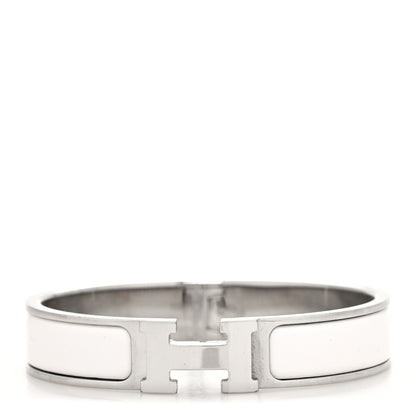 Hermes Enamel Narrow Clic Clac H Bracelet PM White 1 of 5