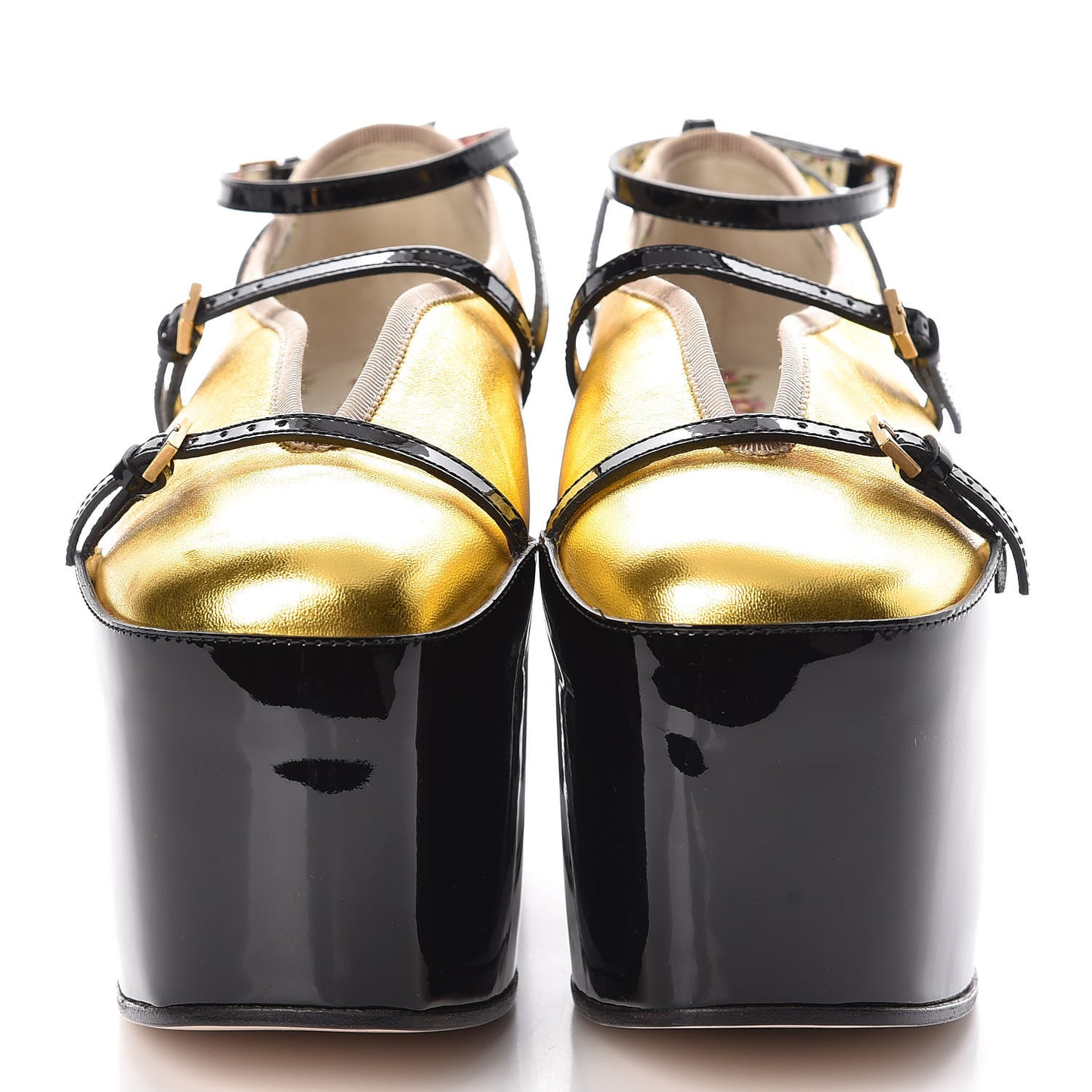 Metallic Nappa Patent Hannelore Detachable Platform Sandals 37 Gold