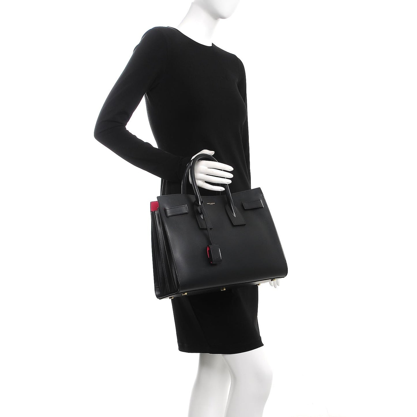 Calfskin Small Sac De Jour Black Fuchsia