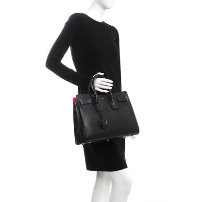 Saint Laurent Calfskin Small Sac De Jour Black Fuchsia 3 of 13