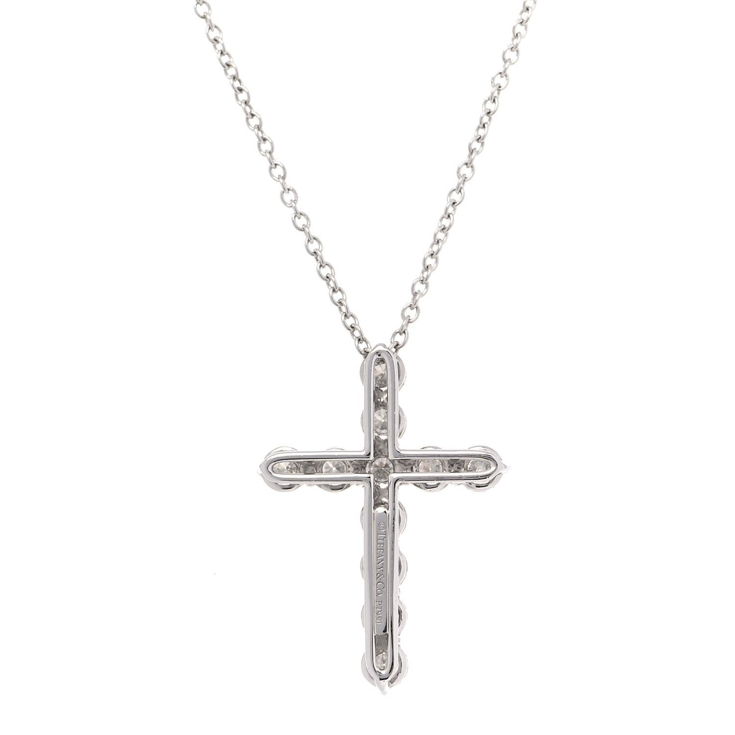 Platinum Diamond Medium Cross Pendant Necklace