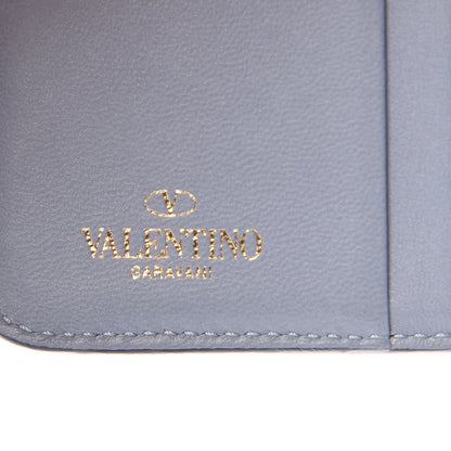 Valentino Garavani Nappa Rockstud Spike Compact Zip Around Wallet Blue 6 of 9