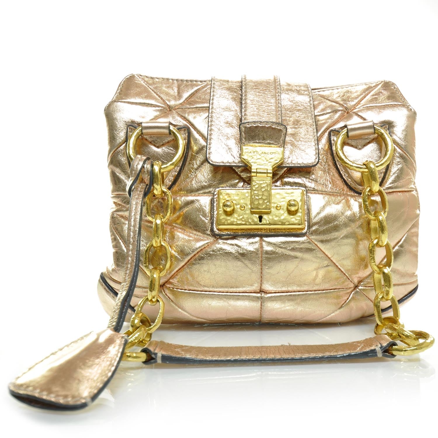 Marc Jacobs Leather Patchwork Mariah Flap Bag Metallic Blush 1 of 10