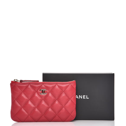 Chanel Lambskin Quilted Small Cosmetic Case Dark Pink 8 of 8