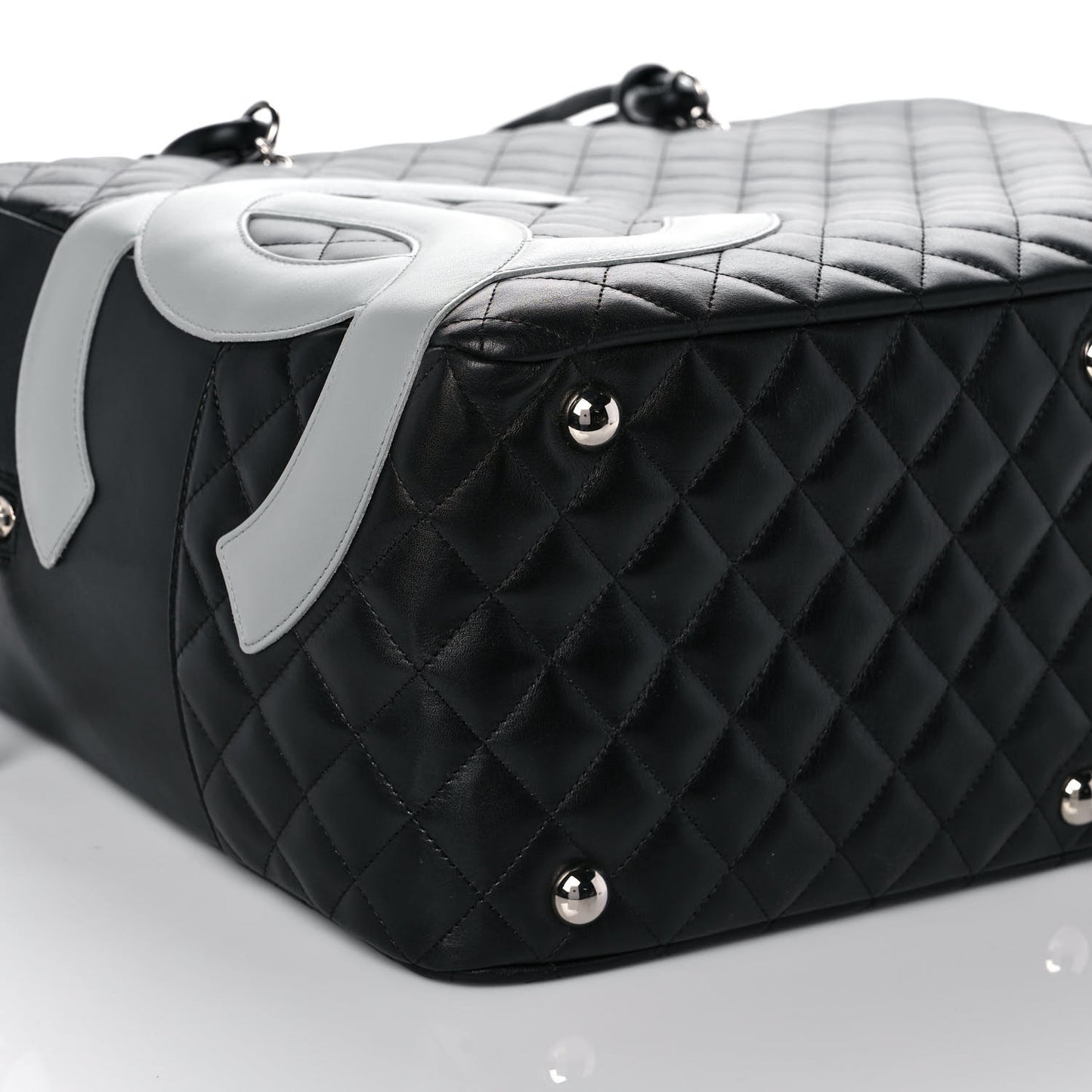 Calfskin Quilted Jumbo Cambon Bowler Black White