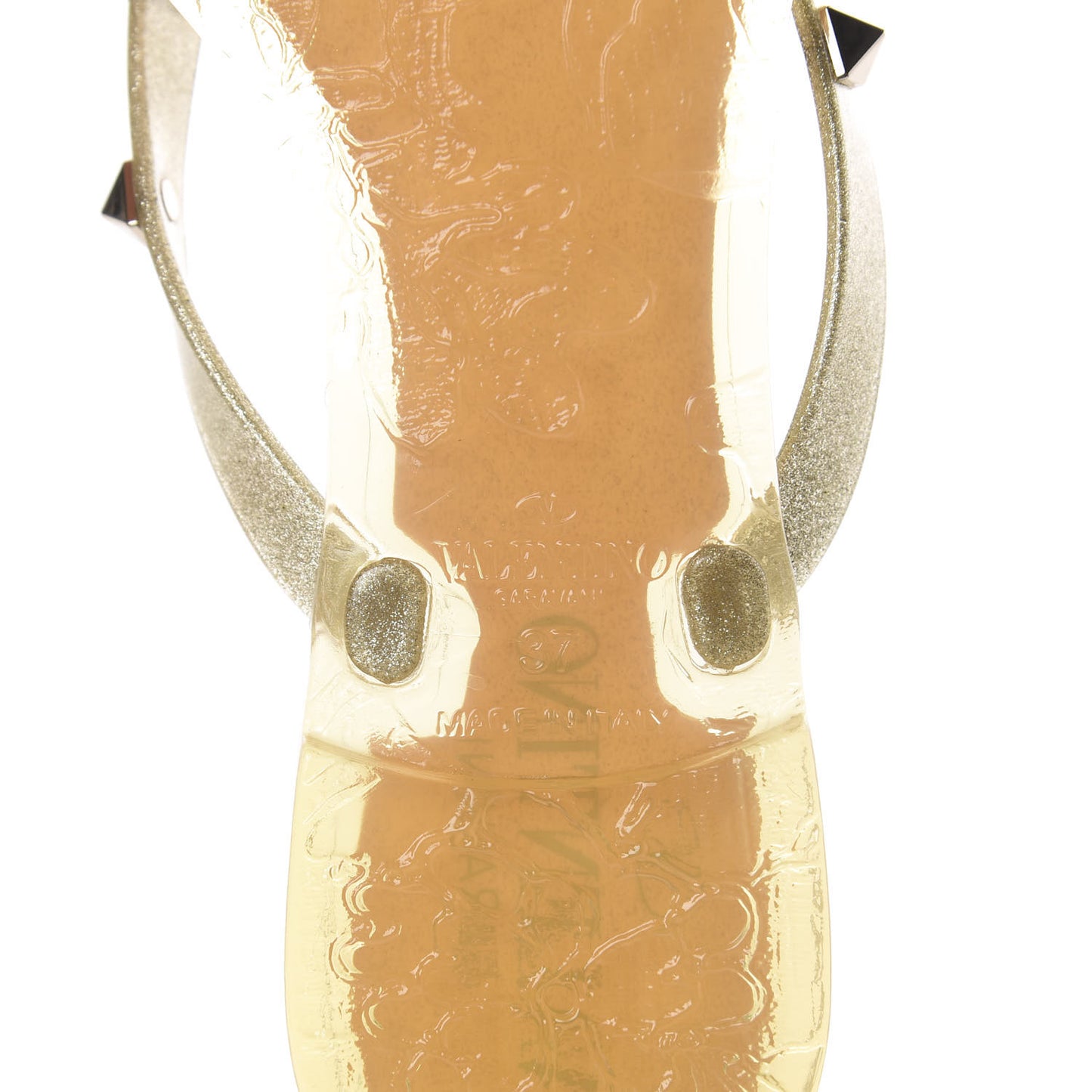 PVC Jelly Glitter Rockstud Bow Thong Sandals 37 Oro