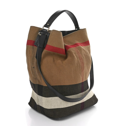 Burberry Canvas Mega Check Medium Ashby Bucket Bag Black 3 of 9