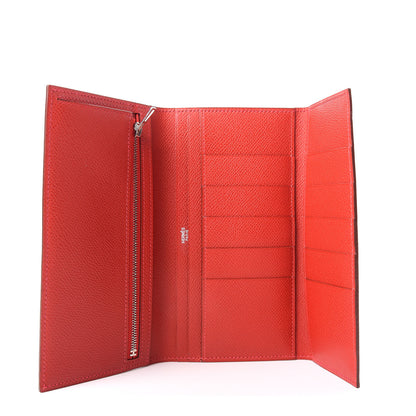 Hermes Epsom Bearn Gusset Wallet Rouge Casaque 5 of 7