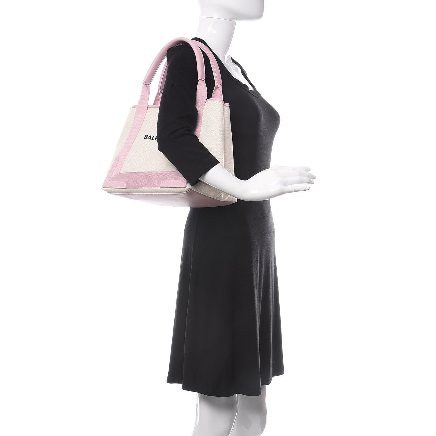 Cotton Canvas Satin Calfskin S Navy Cabas Natural Pink