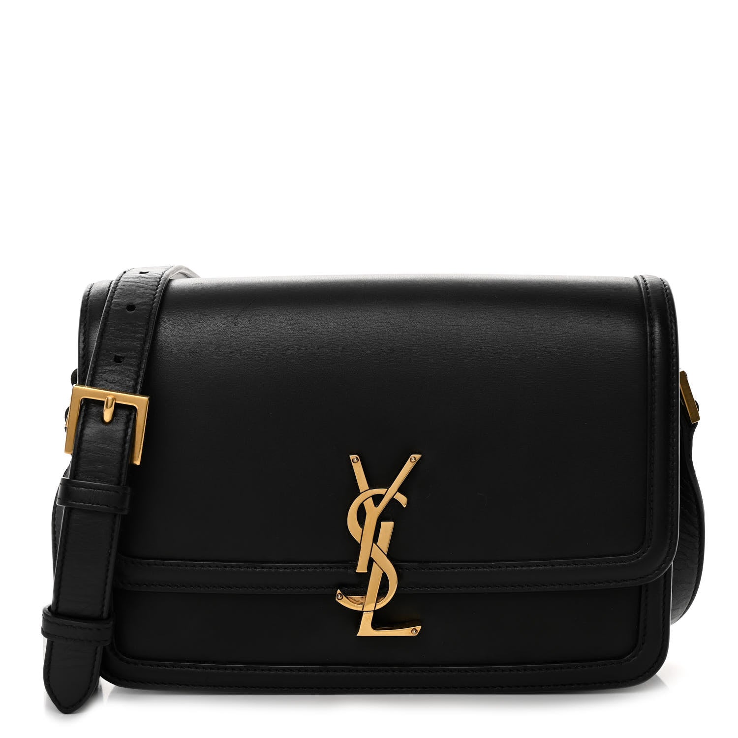 Saint Laurent Box Calfskin Monogram Medium Solferino Satchel Black 1 of 10