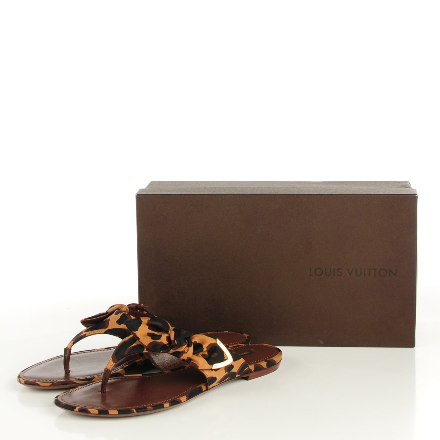 Leopard Print Savanna Flat Thong Sandals 39 Moka
