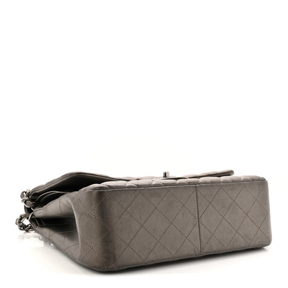 Chanel Metallic Lambskin Quilted Jumbo Double Flap Pewter 4 of 10
