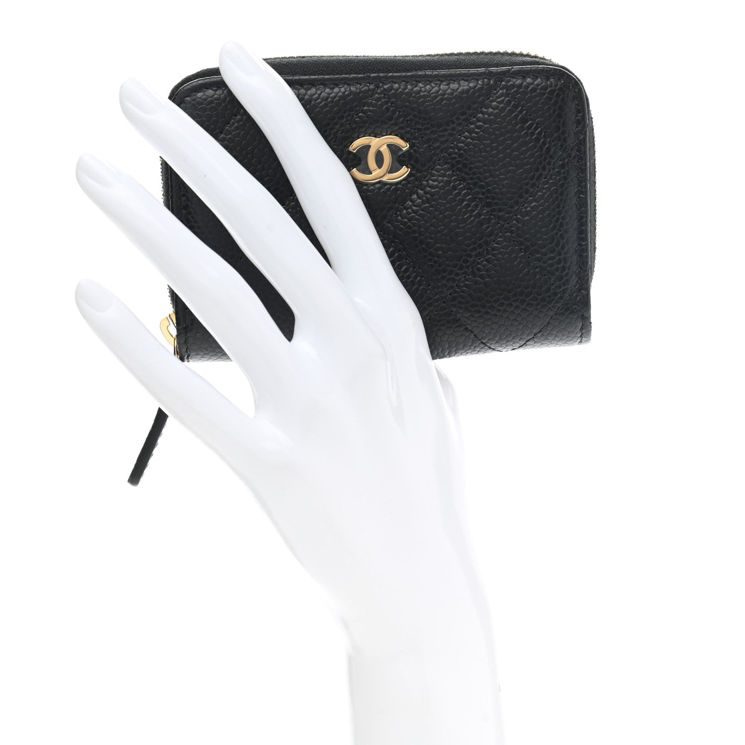 Chanel Caviar Quilted Zip Coin Purse Wallet Black 2 of 8