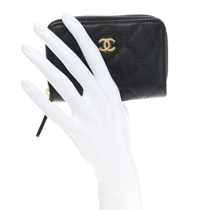 Chanel Caviar Quilted Zip Coin Purse Wallet Black 2 of 8