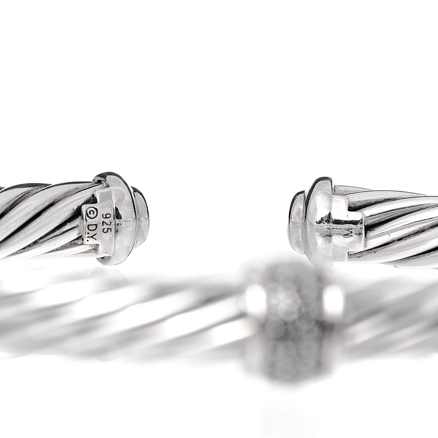 David Yurman Sterling Silver Black Diamond 7mm Cable Classics Station Bracelet 4 of 4
