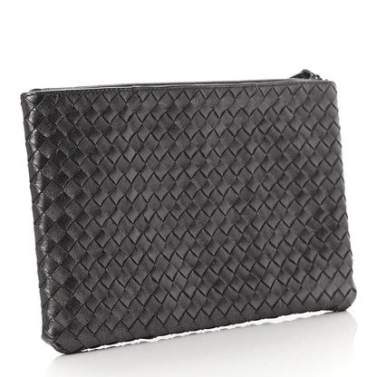 Bottega Veneta Nappa Intrecciato Flat Zip Biletto Pouch Light Grey 3 of 8
