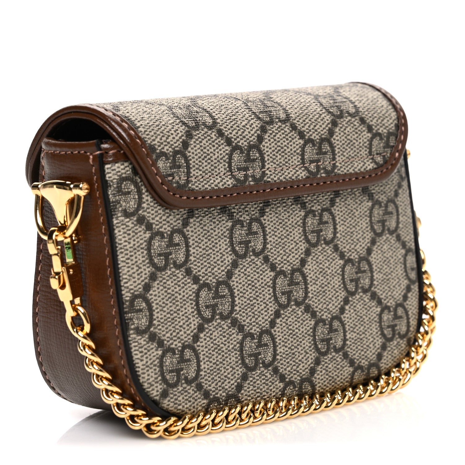 Gucci GG Supreme Monogram Azalea Calfskin Web Horsebit 1955 Wallet On Strap Beige Ebony Brown Sugar 3 of 10