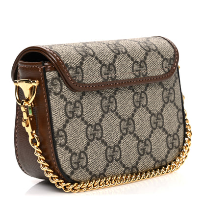 Gucci GG Supreme Monogram Azalea Calfskin Web Horsebit 1955 Wallet On Strap Beige Ebony Brown Sugar 3 of 10