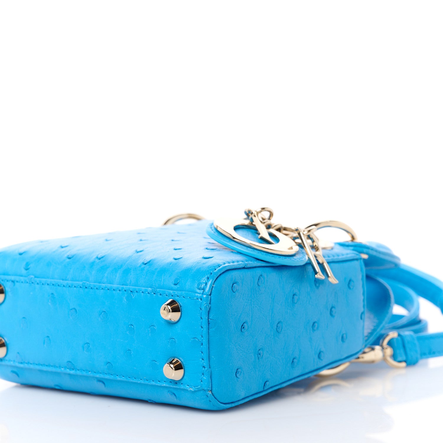 Christian Dior Ostrich Micro Lady Dior Blue 10 of 11