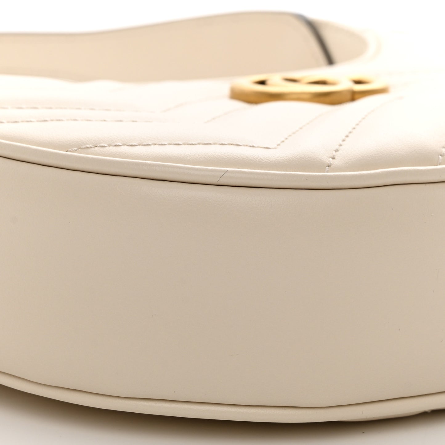 Calfskin Matelasse Chevron Mini GG Marmont Half Moon Hobo Mystic White