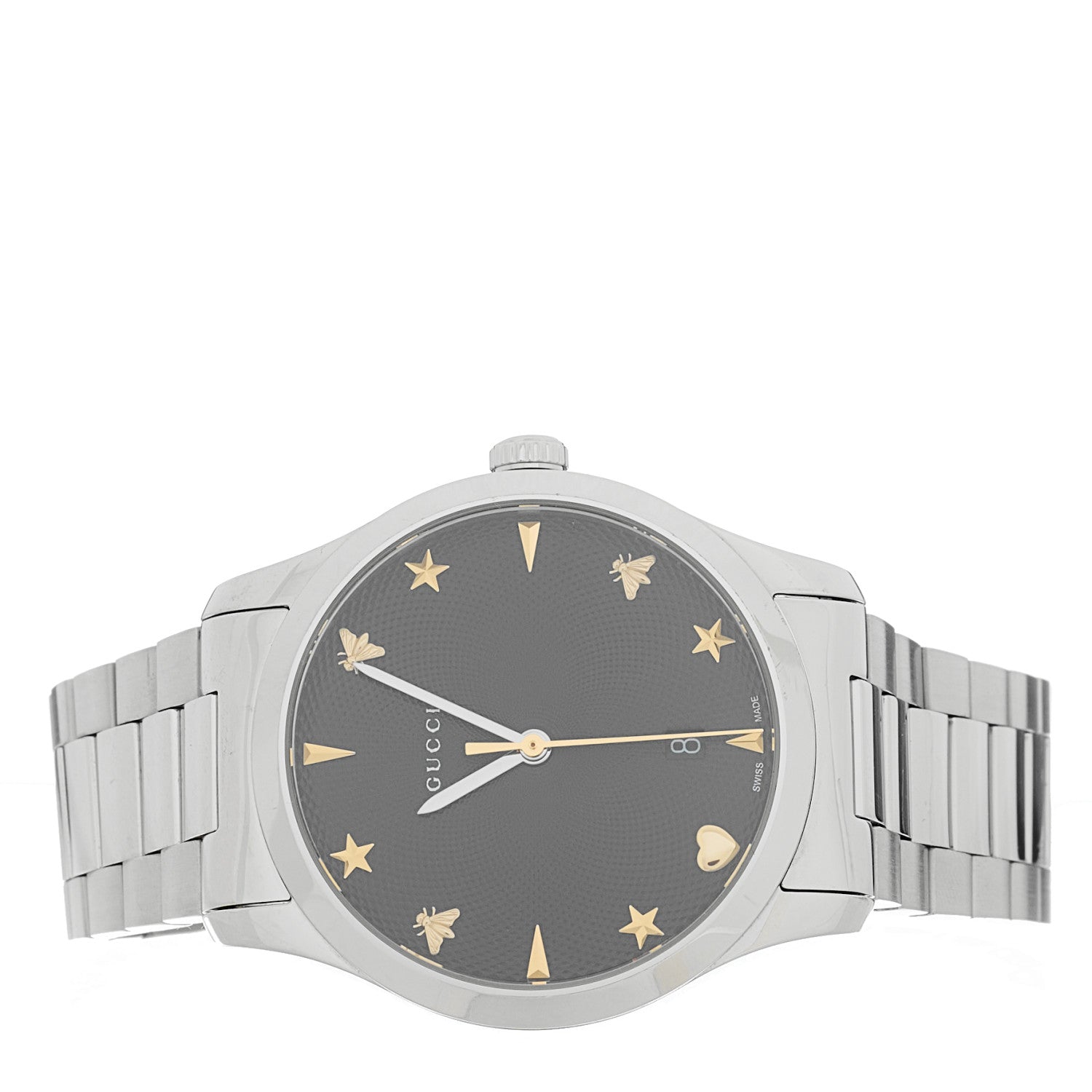Gucci Stainless Steel 38mm G-Timeless Charm Quartz Watch Black 2 of 5