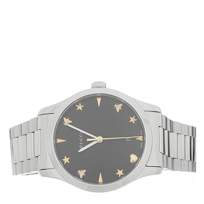 Gucci Stainless Steel 38mm G-Timeless Charm Quartz Watch Black 2 of 5