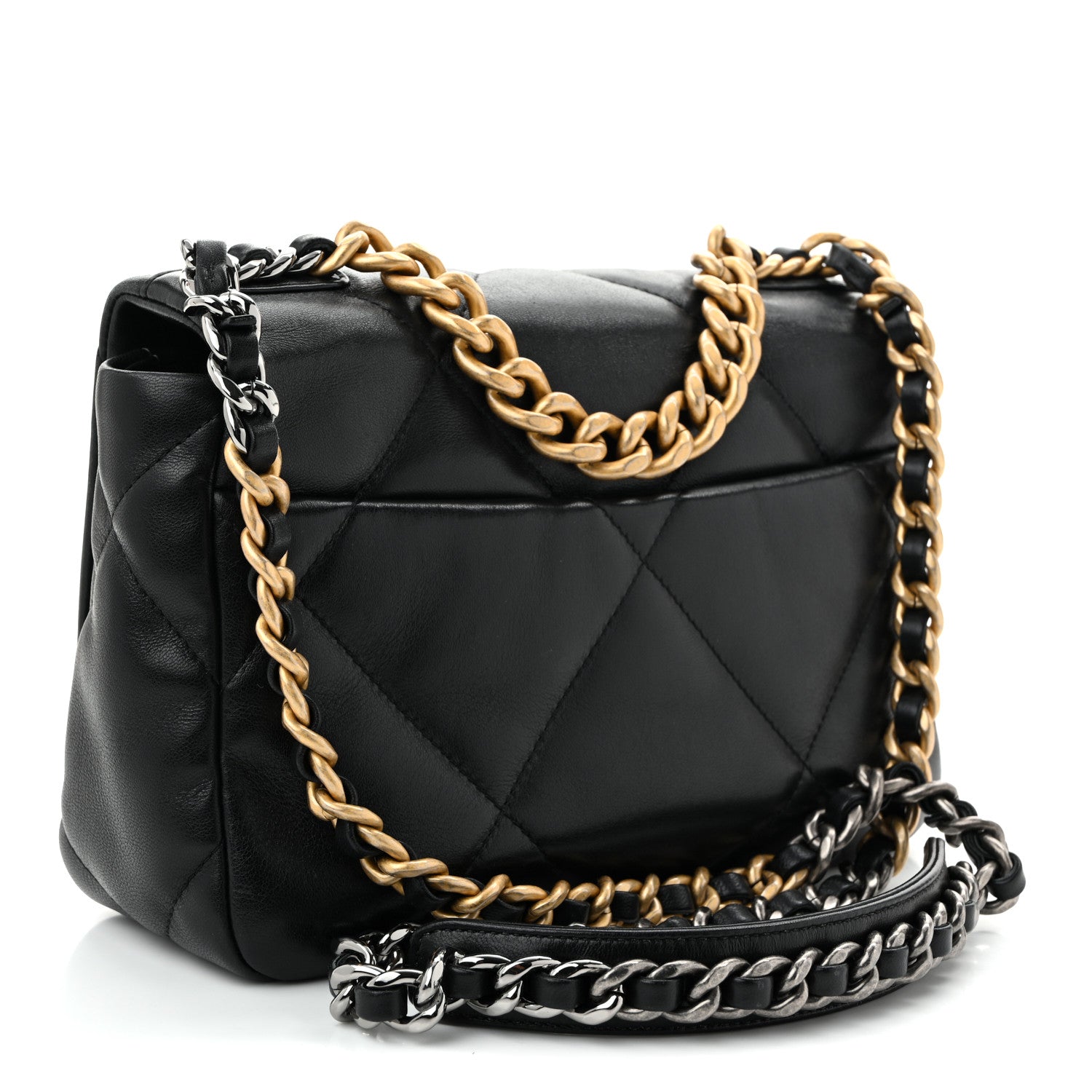 Chanel Shiny Goatskin Quilted Medium Chanel 19 Flap Black 3 of 10