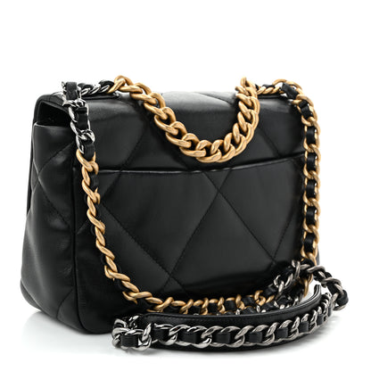 Chanel Shiny Goatskin Quilted Medium Chanel 19 Flap Black 3 of 10