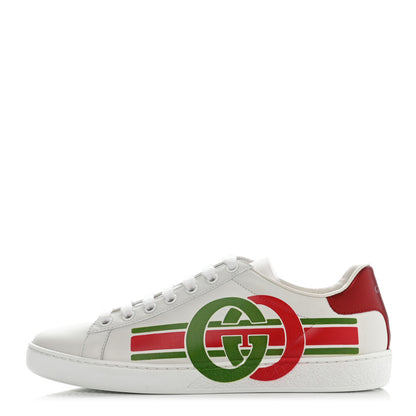 Gucci Calfskin Interlocking G Womens New Ace Sneakers 36.5 White Red Flame Green 1 of 8