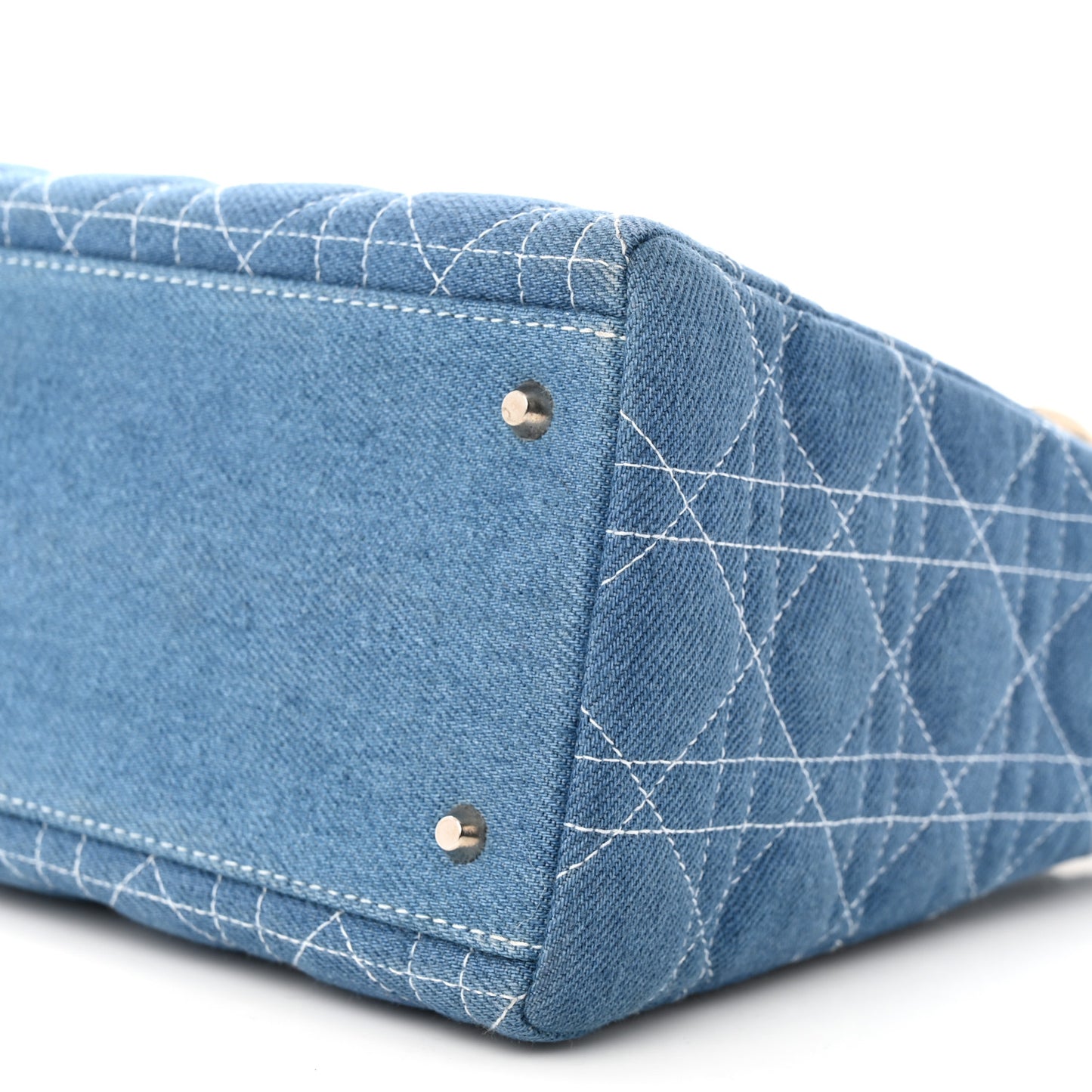 Denim Cannage Medium Lady Dior Light Blue