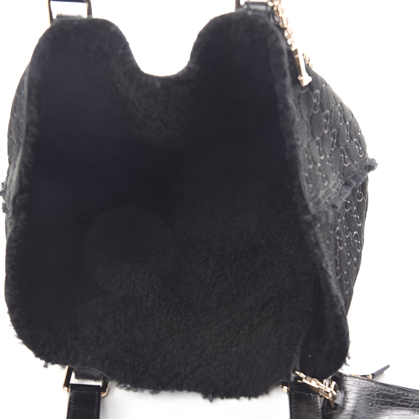 Suede Shearling Guccissima Jolicoeur Tote Black