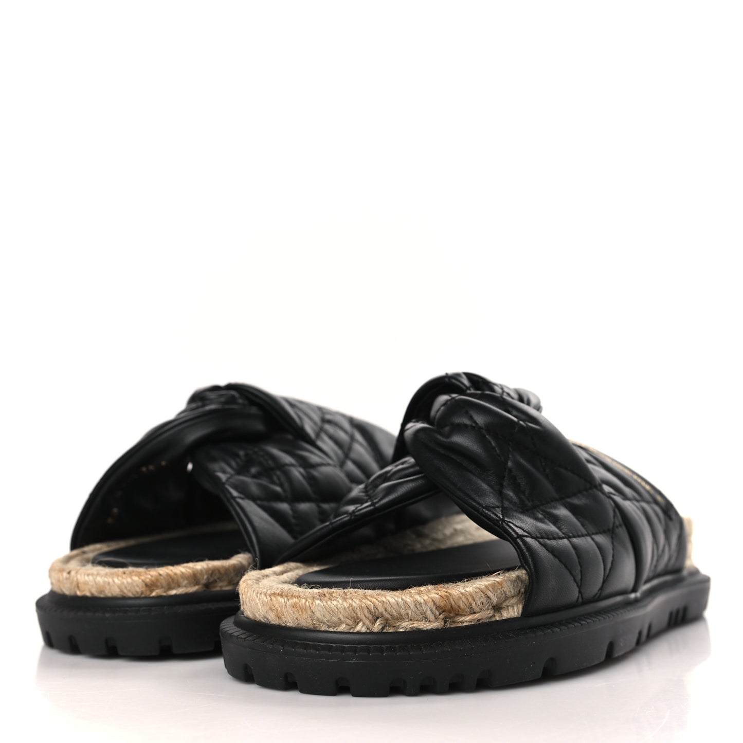 Calfskin Cannage Dtwist Espadrille Platform Sandals 39 Black
