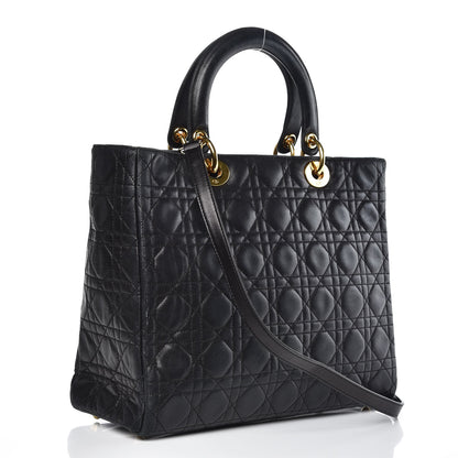 Christian Dior Lambskin Cannage Large Lady Dior Black 3 of 11