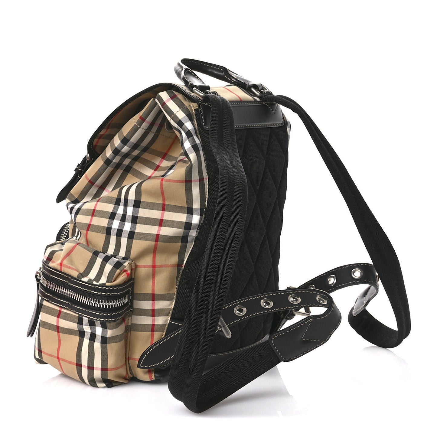 Nylon Vintage Check Medium Rucksack Backpack Antique Yellow