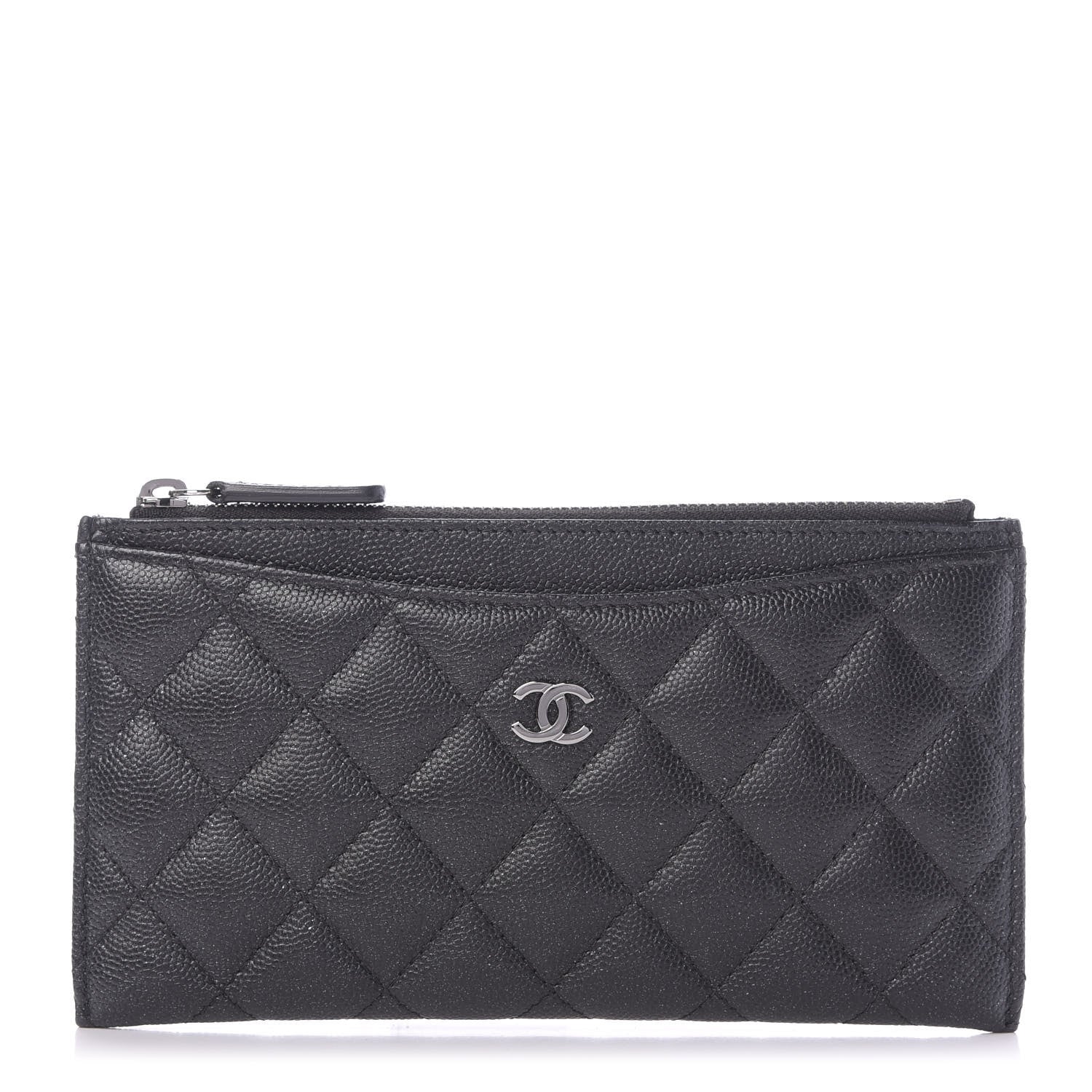Chanel Iridescent Caviar Quilted Classic Zip Pouch Black 1 of 11