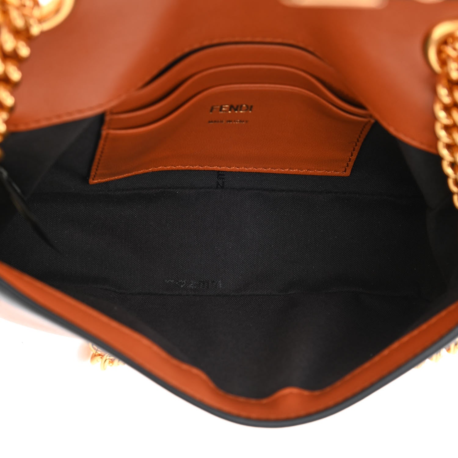 Fendi Nappa Apolo Bi-Color Mini Chain Baguette Brandy Black 5 of 8