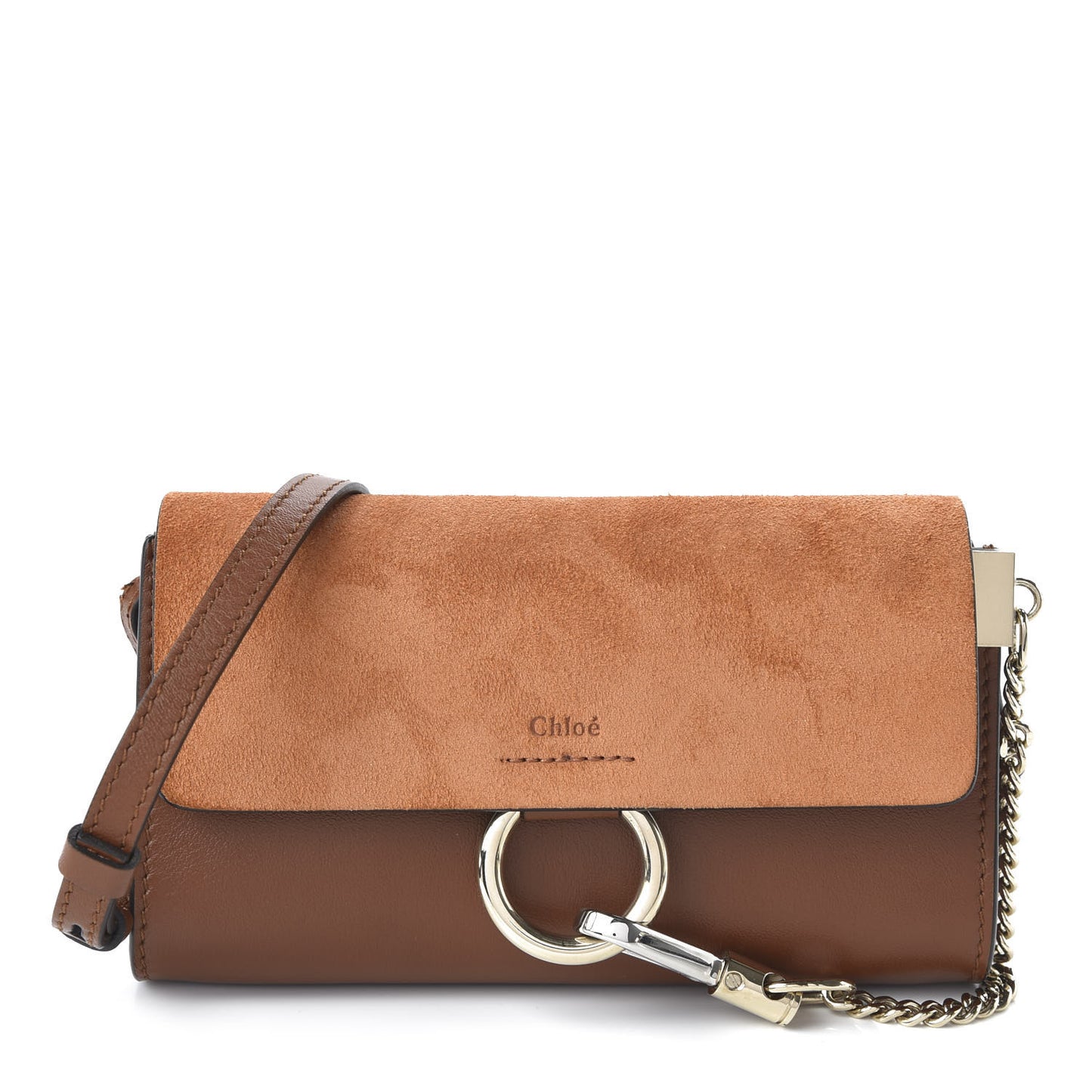 Suede Calfskin Mini Faye Shoulder Bag Tobacco