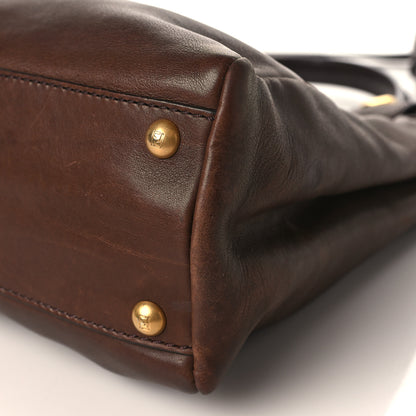 Fendi Vitello Morgan Fabric Jacquard Pequin Medium Iconic Satchel Moro Granada Black 9 of 11