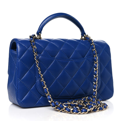 Chanel Lambskin Quilted Mini Top Handle Rectangular Flap Blue 3 of 10