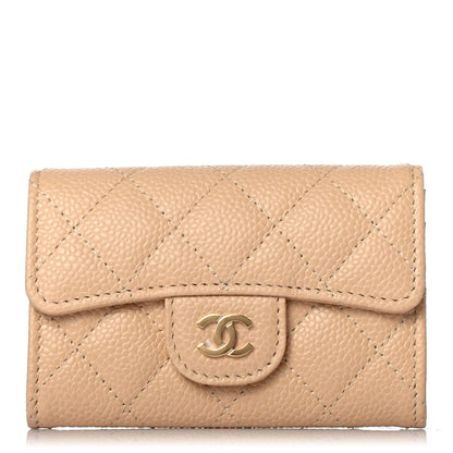 Chanel Caviar Quilted Flap Card Holder Wallet Beige 1 of 4