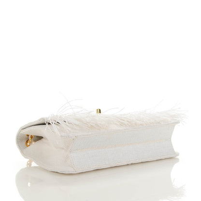 Chanel Woven Raffia Quilted CC Fringe Flap White 4 of 9