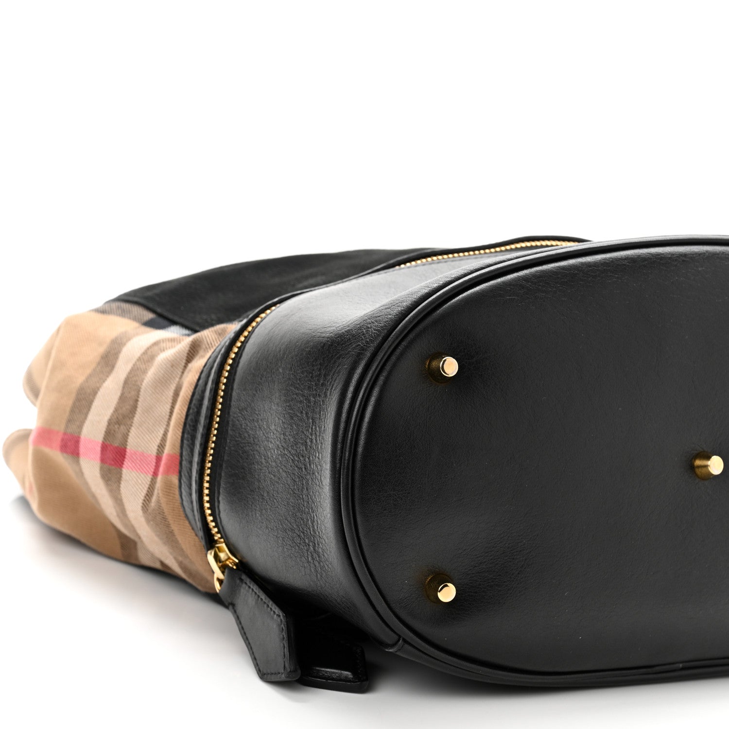 Burberry Nubuck Canvas Check Beckett Bucket Bag Black 9 of 10