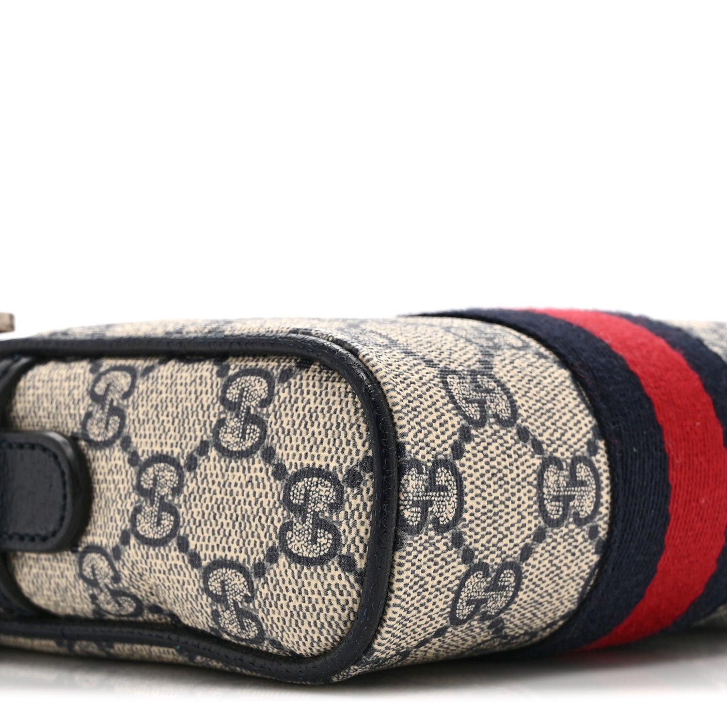 Gucci GG Supreme Monogram Textured Calfskin Web Mini Ophidia Messenger Beige Blue 9 of 10