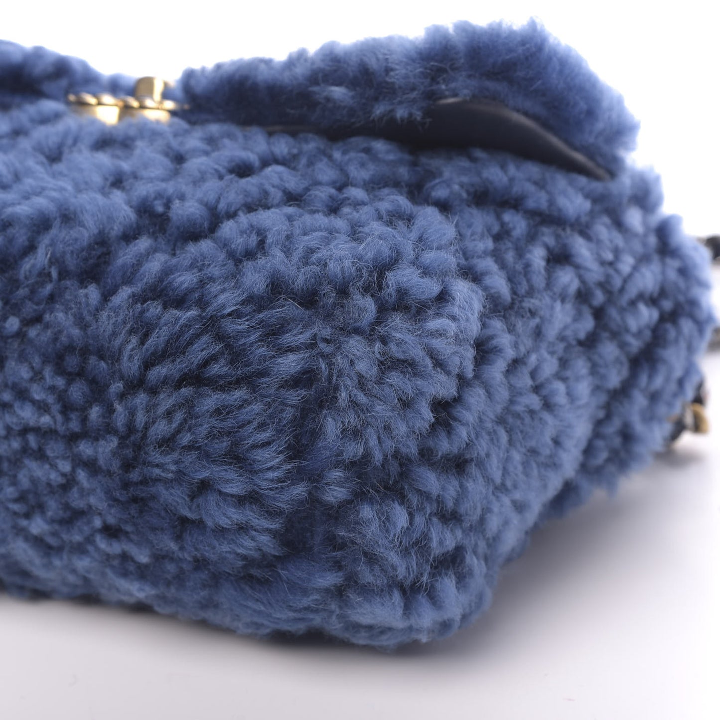 Shearling Sheepskin Medium 19 Flap Blue