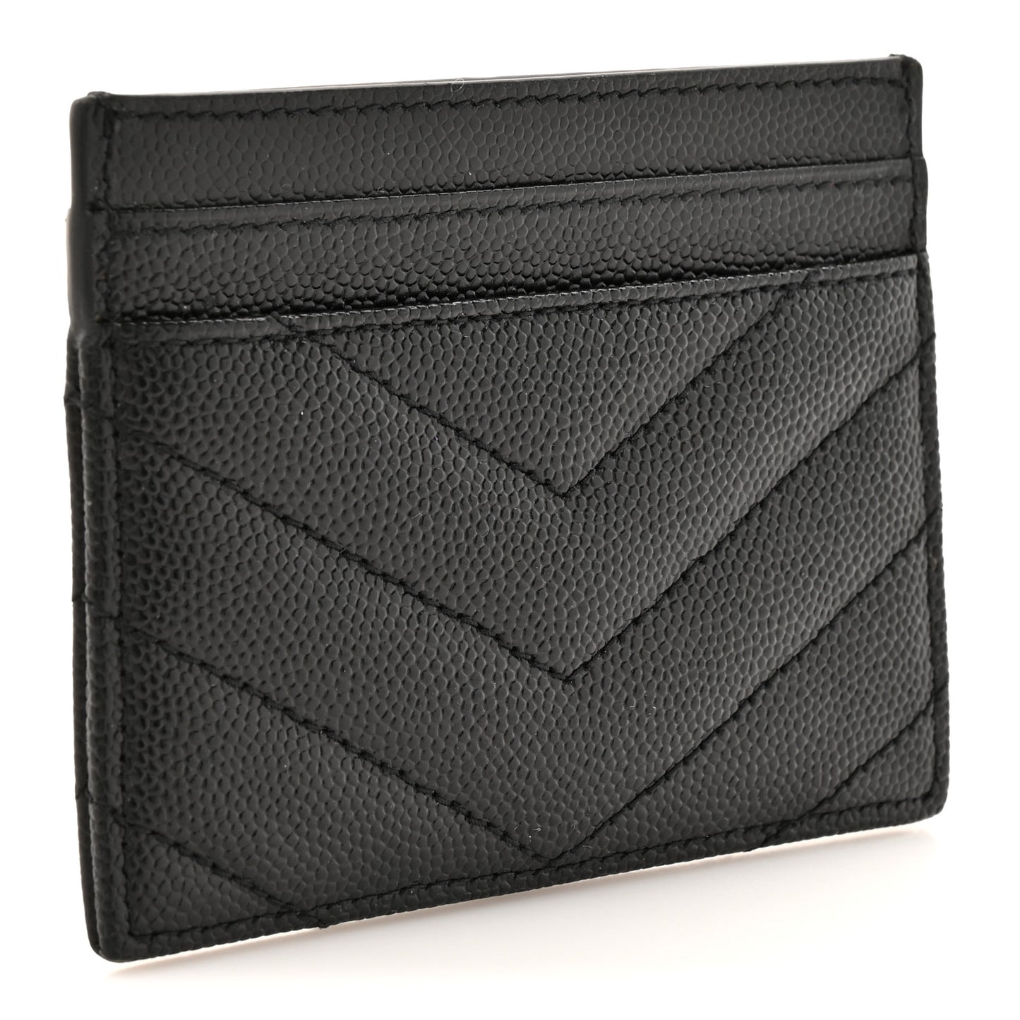 Grain De Poudre Matelasse Chevron Monochrome Monogram Credit Card Case Black