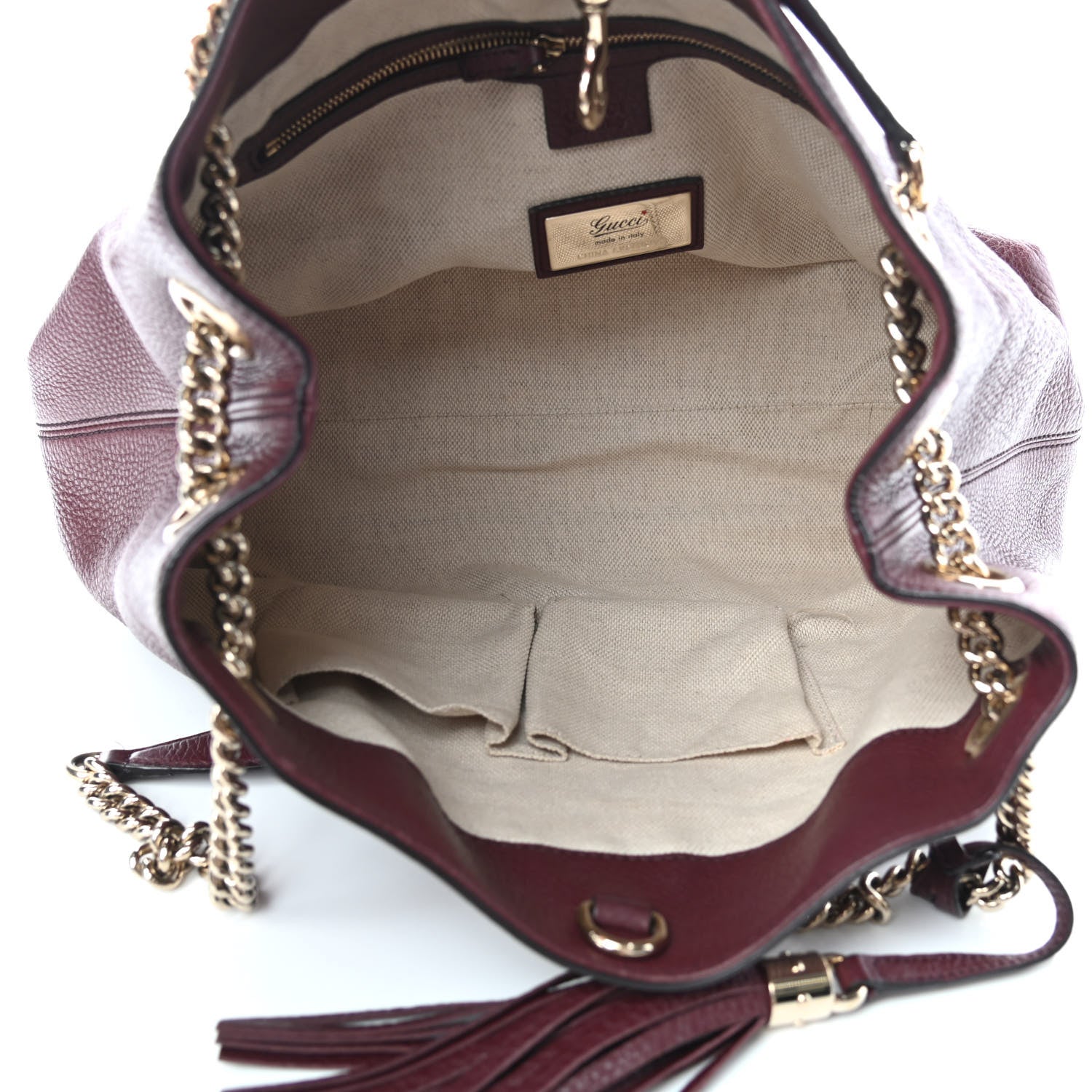 Gucci Pebbled Calfskin Medium Soho Chain Shoulder Bag Scarlatto 5 of 10