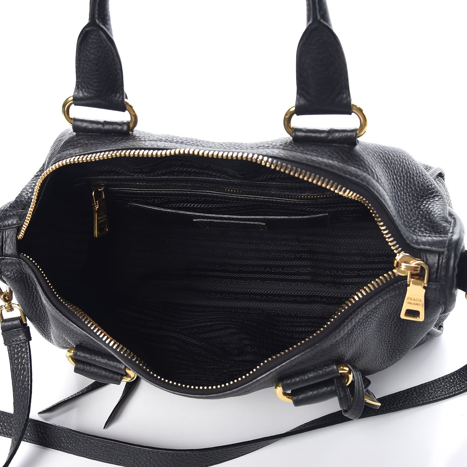 Prada Vitello Daino Shopping Satchel Black 5 of 8